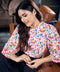 Floral Long Sleeve Pink Chiffon  Top